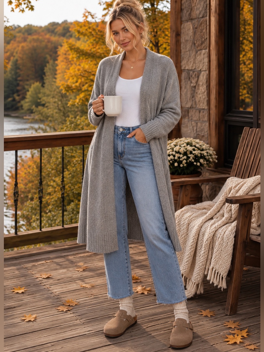 H&M Gray Duster Cardigan Sweater
